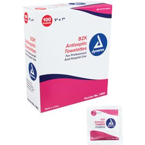 Dynarex BZK Antiseptic Towelette, 5 W x 7 L, 1000 Count