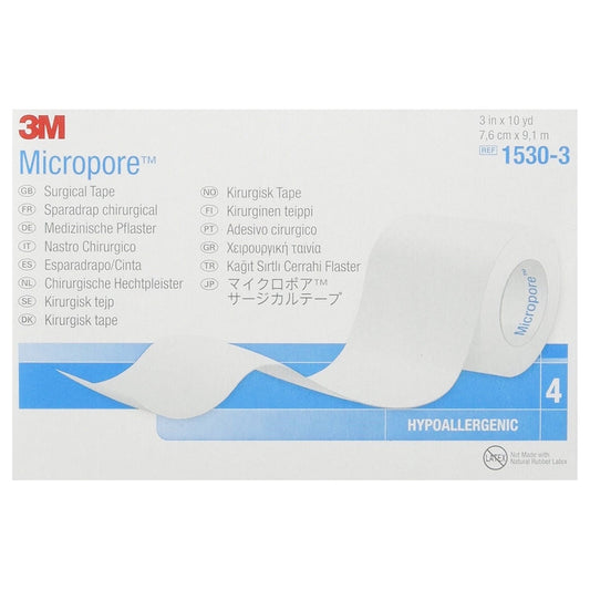 3M Micropore 1530-3 Medical Tape Skin Friendly Paper 3 Inch X 10 Yard White NonSterile, Case of 40