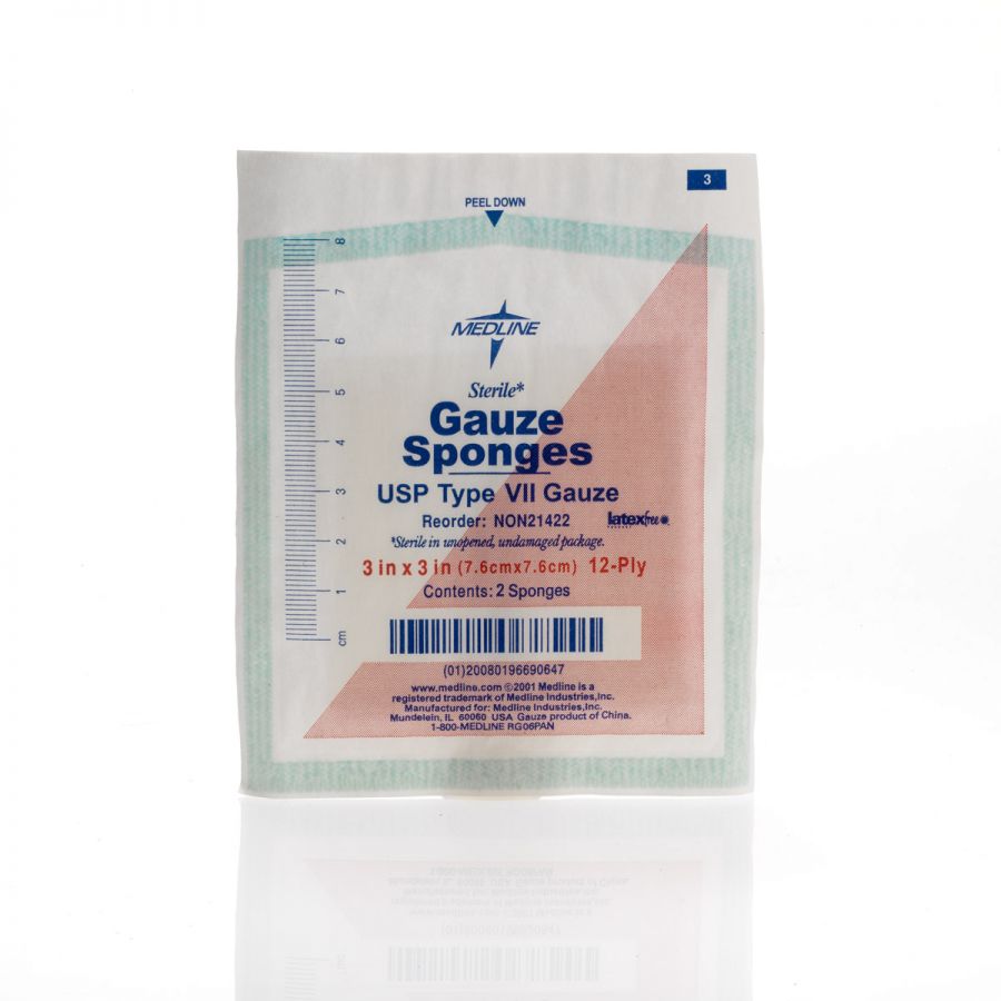 Woven Sterile Gauze Sponges, 3" X 3", 12-Ply, Sterile, Case of 2400