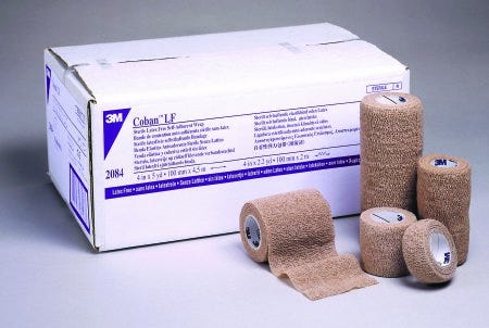 3M Coban LF 2084 Cohesive Bandage 4 Inch X 5 Yard Standard Compression Selfadherent Closure Tan NonSterile, Case of 18