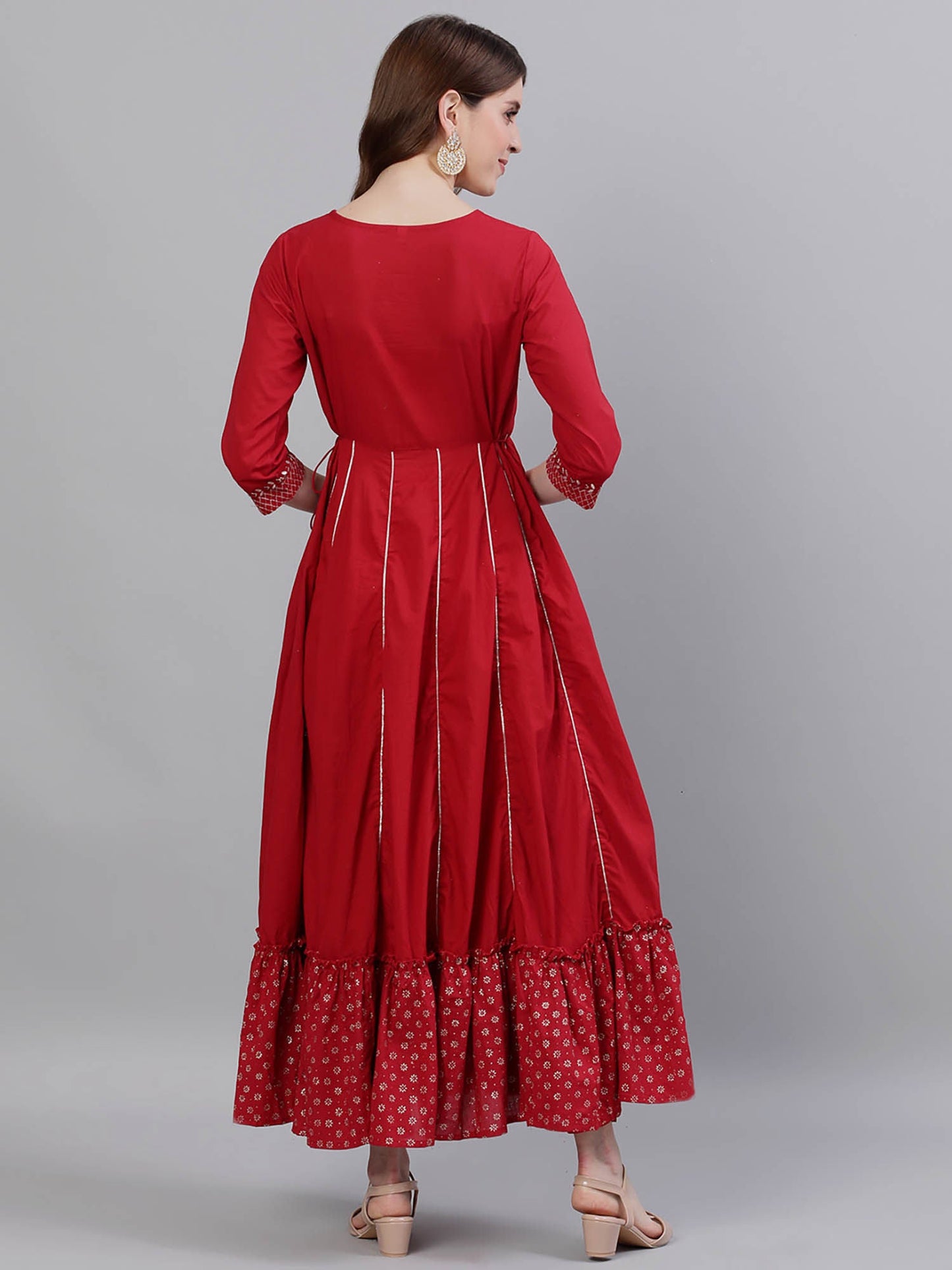 ISHIN Red Embroidered Kurta