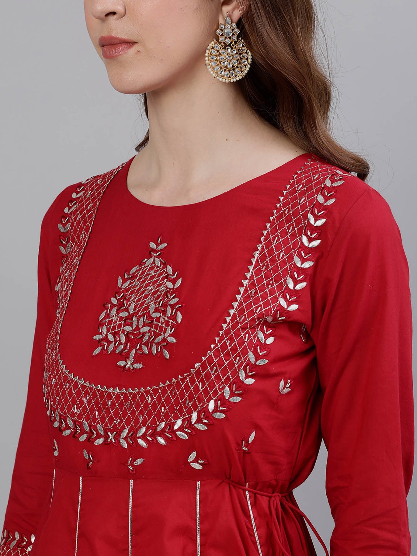 ISHIN Red Embroidered Kurta