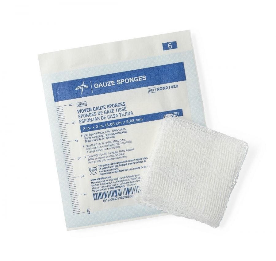 Medline Woven Sterile Gauze Sponges 2 x 2 Inch 8-Ply Case of 3000