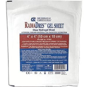 Radiadres Gel Sheet Wound Dressing: 10 Count, Square Shape, 4" x 4" 14146496